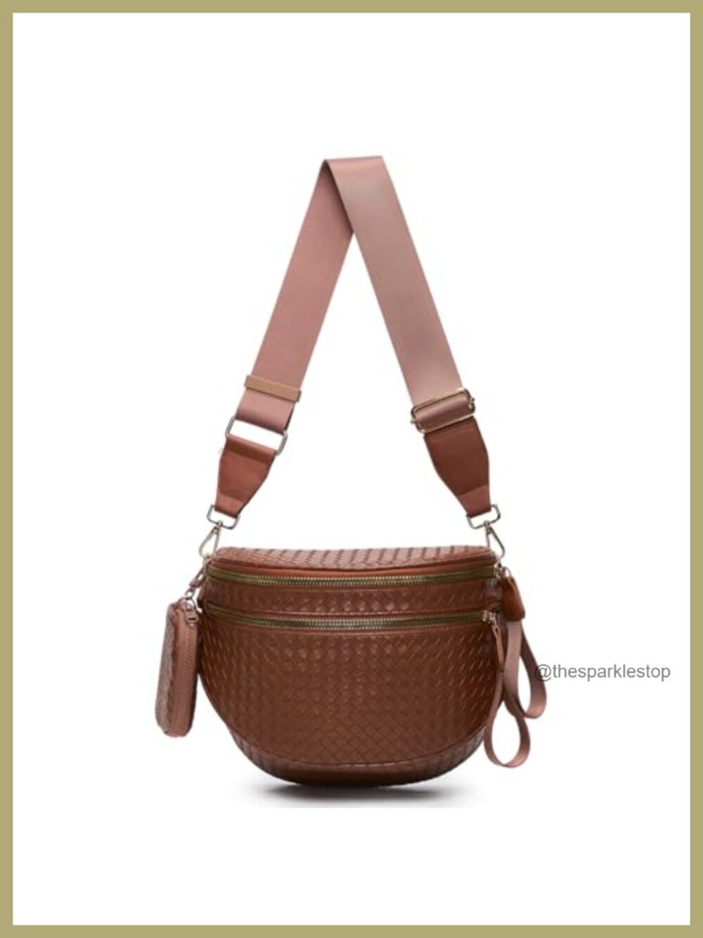 Woven Vegan Leather Crossbody Fanny Pack with Detachable Coin Purse